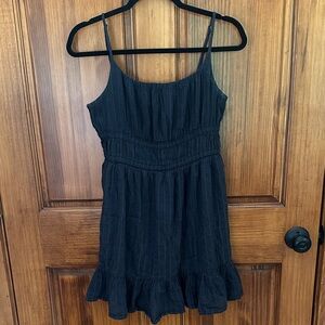 Grey Strappy Dress with Ruffle Hem